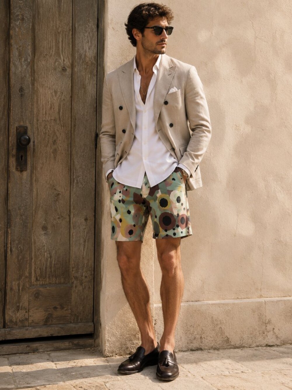 Costumein Geometric Print Bermuda Shorts Sage Green Size 34 Made in Italy